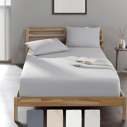 Veluna Home Premium Spannbettlaken 160x200 cm – Hellgrau - 100% Baumwolle Spannbettlaken 150g/m², Oeko-TEX Zertifiziert, Bettlaken Jersey, Spannbetttuch, Matratzenhöhe bis 30 cm