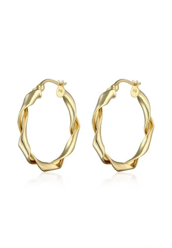 Elli Paar Creolen Rund Gedreht 925 Sterling Silber - Elegante Creolen aus 925 Sterling Silber, modisch gedreht und mit sanfter Rhodium-Beschichtung für strahlenden Glanz – perfekt für jedes Fashion-Statement.