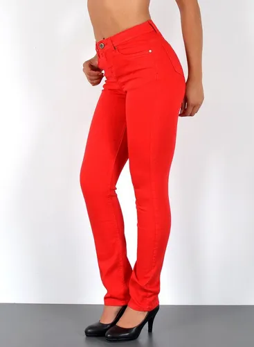ESRA Straight-Jeans Stretch Jeans Straight Fit Damen Regular Hose High Waist Jeans G13 Straight Leg Damen Jeanshosen High Waist Gerade Schnitt Jeans Regular