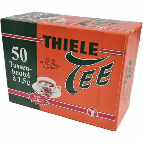 Thiele Tee Ostfriesische Mischung, 50 Teebeutel, 75g - Teesorte: Schwarzer Tee, hochwertiger Aromaschutz umhüllt die Beutel für einen feinen, herben Geschmack – ideal für Teeliebhaber!