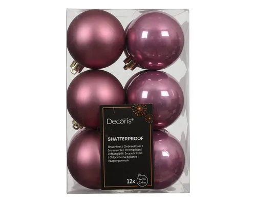 Kaemingk Weihnachtsbaumkugel, Weihnachtskugeln Kunststoff 6cm 12 Stück - Vintagerosa