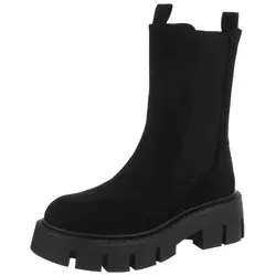 Ital-Design Stylische schwarze Stiefel mit robuster Sohle für Damen Plateaustiefelette (90152875) Blockabsatz Stiefeletten in Schwarz schwarz 38 EU