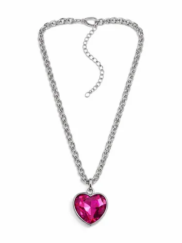 Allgäu Rebell Kette mit Anhänger Rosalind, mit Herzanhänger in pink von Allgäu Rebell