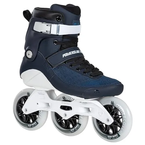 Powerslide Inline Skate Swell Navy 110 Triskate in blau/Navy - Inlineskate mit 3 Rollen in Gr. 38-47 für Damen und Herren - Inliner für Fitness und Marathon - Gr.45