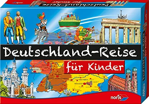 Noris 606013760 - Deutschland Reise für Kinder - Gesellschaftsspiel für Kinder ab 6 Jahren, fördert spielerisch Wissen über Deutschland und eignet sich für Mädchen und Jungen.