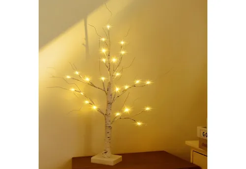 Salcar LED-Lichterkette LED Baum Lichter Warmweiß Weihnachten LED Birkenbaum, 1PC 60cm LED Lichterbaum Innen mit 24 LEDs Licht