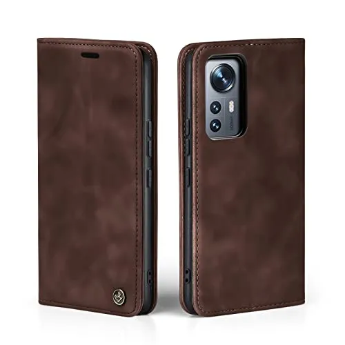 LBH Handyhülle für Xiaomi 12T / Xiaomi 12T Pro in Dunkelbraun mit Karten- und Geldfach Smartphone Hülle mit Standfunktion Flip Case Schutzhülle Magnetverschluss Vintage