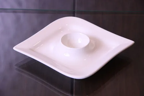 Schillerbach Eierbecher Porzellan mit Ablage, stilvolles Design, weis Eierbecher