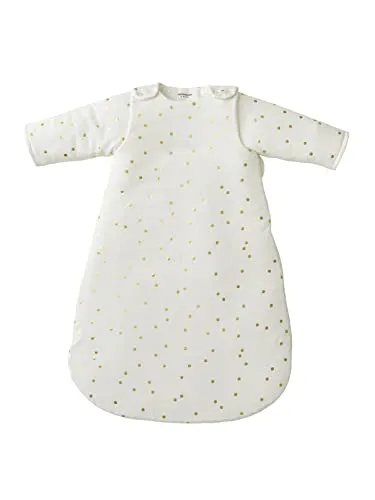 VERTBAUDET Green Forest Öko-Tex® Schlafsack mit abnehmbaren Ärmeln, Ecru/goldfarbene Punkte, 18/36 Monate