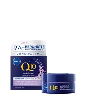 NIVEA Q10 Anti-Falten Power Sensitive Nachtpflege 50 ml - Nachtpflege für sensible Haut, strafft und beruhigt über Nacht mit purem Q10 und Süßholzextrakt für intensive Feuchtigkeit und sichtbare Faltenmilderung.