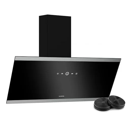 Klarstein FlashLine Dunstabzugshaube – 90 cm Kopffreihaube mit Touchscreen - Dunstabzugshaube mit 524 m³/h Luftstrom, leise bei 34,5 dB und energieeffizient (A++). Ideal für Abluft- und Umluftbetrieb, ausgestattet mit modernem Touchscreen und spülmaschinenfesten Filtern.