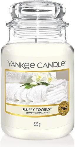 Yankee Candle Duftkerze im Glas (groß), Fluffy Towels in weiß von Yankee Candle