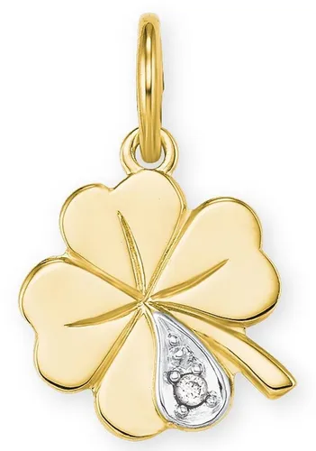 Amor Motivanhänger Damen Anhänger mit Diamant, Bicolor Kleeblatt - Eleganter Kleeblatt-Anhänger mit funkelndem Diamanten, ideal als Geschenk in einer Schmuck Geschenk Box. Perfekt für besondere Anlässe!