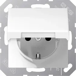 Jung AS1520KLWW Schutzkontakt-Steckdose, 16 A 250 V ~, Klappdeckel, Duroplast, Serie AS, alpinweiß