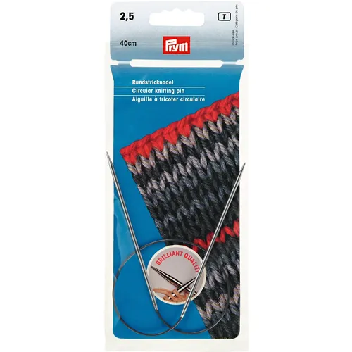 Rundstricknadeln MS 40 cm 2,50 mm silberfarbig, Packung mit 1St, 212110, Prym