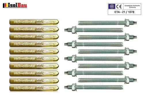 Verbundankerpatrone M8 Set mit Ankerstange M8 x160mm von IsolBau