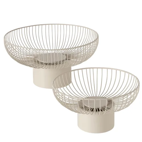 Obstschalen CINDY aus Metall, Ø 30–39 cm, 2er-Set in beige von BOLTZE