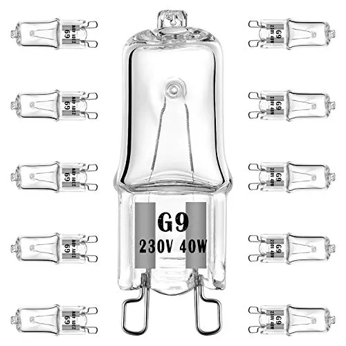EKSAVE Halogenlampe G9 40W 230V Ersatzlampe, 2-poliger Sockel, variable Festigkeit, warmweiß (10-Pack)
