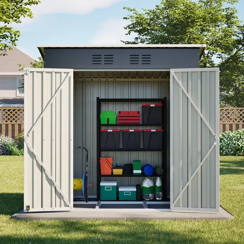 Geräteschuppen Metall Gerätehaus 3,74m³ Schwarz