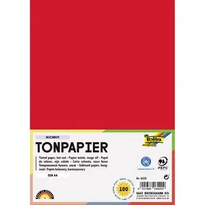 Folia Tonpapier 6420, A4, hochrot, 130g/m², 100 Blatt
