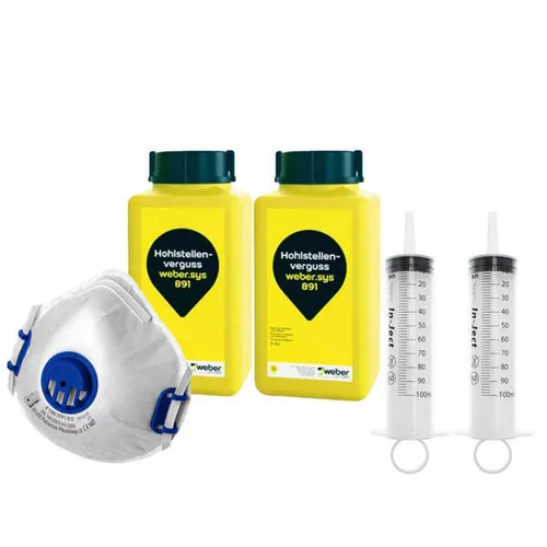 SET Weber.sys 891 2L + 2x Injektionsspritze + Staubmaske Rissverguss Schlämme