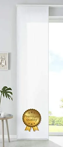 Gardinenbox 1er Set Schiebegardine Flächenvorhang Mikrofaser Vorhang Gardine Raumteiler HxB 245x60 cm Weiß Deluxe Matt Paneelwagen Beschwerungsstange, 85600N