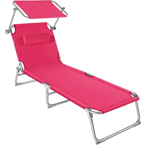 tectake® Sonnenliege mit Dach in pink von tectake