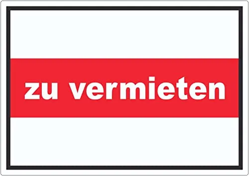 Werbeaufkleber A2 - zu vermieten Aufkleber - Universal-Aufkleber, konturgeschnitten und leicht abziehbar, ideal für glatte Oberflächen. UV-resistent und bis zu 7 Jahre haltbar im Außenbereich.
