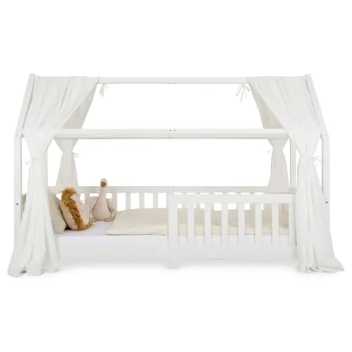 IDIMEX Hausbett Himmel NENA im 2er Set in weiß - Betthimmel aus 100% Baumwolle, Baldachin Musselin zweilagig, Bettvorhang für Hausbetten, Hausbett Deko