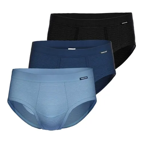 Ammann 3er Pack Herren Unterhose Unterwäsche Slip Brief Classic, Farbe:Mehrfarbig, Größe:7, Artikel:-22/125/183 dunkelblau/hellblau/anthrazit