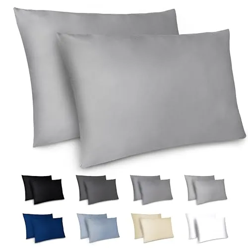 Dreamzie Kissenbezug 50x70 2er Set - Kopfkissenbezug 50x70 Grau mit Reißverschluss aus Mikrofaser Weich, 50x70 cm Pillow Cover