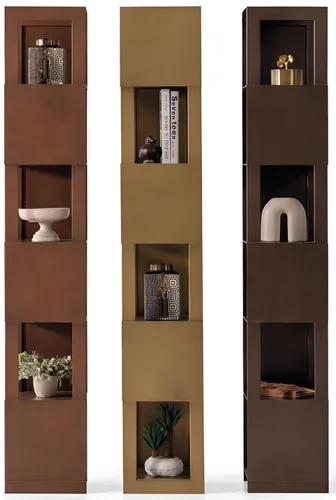 Modernes Regalsystem mit Metallrahmen und offenen Fächern - Stylisches Regalsystem mit 6 Fächern, ideal für die Präsentation Ihrer Deko. Robustes Metall, matte Oberfläche, perfekte Ergänzung für jedes Wohnzimmer.