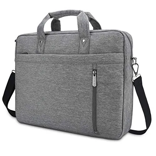 DOB SECHS Laptoptasche 15-15,6 Zoll Aktentaschen Notebooktasche Schulter Tasche für Uni Arbeit Business (Grau)