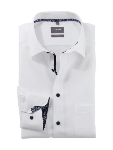 OLYMP Langarmhemd in Weiß - Elegantes OLYMP Luxor Businesshemd aus atmungsaktivem Chambray-Gewebe. Bügelfrei und mit smartem New Kent Kragen, ideal für den professionellen Einsatz.