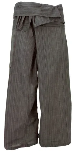 Thai Fischerhose aus gestreiftem Webstoff, loose fit Baumwoll Wickelhose, weite