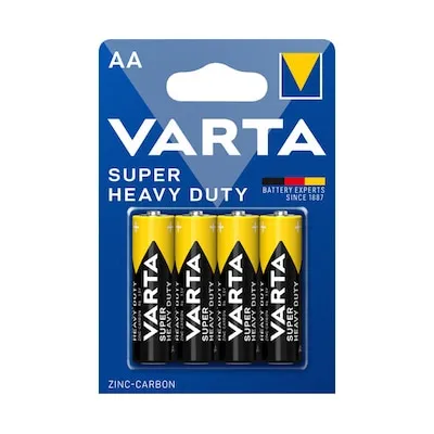 VARTA Super Heavy Duty Batterie Mignon AA R6 4er Blister - Zuverlässige VARTA Super Heavy Duty Batterien im 4er Blister, ideal für Alltagsgeräte. Lange Lebensdauer und starke Leistung für Ihre elektrischen Geräte.
