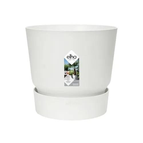 elho Greenville Rund 20 - Blumentopf für Innen und Außen - Selbstbewässerungstopf - 100% recyceltes Plastik - Ø 19.5 x H 18.4 cm - Weiß/Weiss
