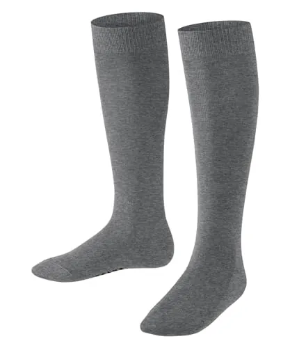 FALKE Unisex Kinder Kniestrümpfe Family K Kh nachhaltige Baumwolle lang einfarbig 1 Paar, Grau Light Grey Melange 3390, 23-26