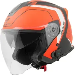Bogotto Motorradhelm H586 BT Illus Bluetooth Jethelm, integriertes Kommunikationssystem,integriertes Sonnenvisier schwarz XS