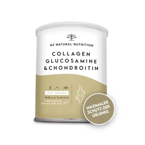 N2 Natural Nutrition Collagen Hydrolysat Pulver mit Hyaluronsäure - Chondroitin & Glukosamine Kombinationen für maximale Gelenk- und Knorpelgesundheit, angereichert mit Vitamin C und Magnesium für optimale Hautpflege.
