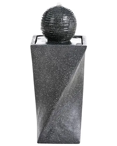 BELIANI Gartenbrunnen mit LED-Beleuchtung in Graphitgrau
