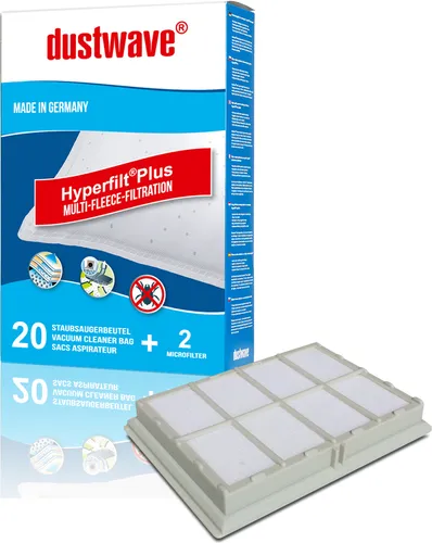 Staubbeutel + HEPA-Filter / Abluftfilter 827 passend für Siemens - VS55A81/05 SPEEDY Cycletech 1800W Bodenstaubsauger - dustwave® Markenstaubfilter Germany 20