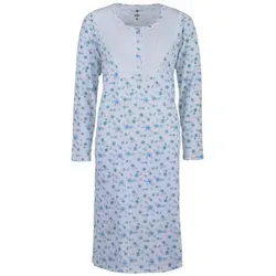 zeitlos Nachthemd Nachthemd Langarm - Blüten Zweige Spitze blau L