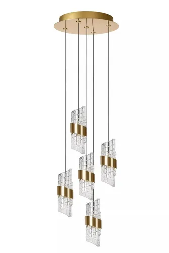 Licht-Erlebnisse Pendelleuchte OXAEL, LED fest integriert, Warmweiß, LED 2700 K warmweißes Licht 520 lm B: 30 cm H: max. 150 cm in Gold