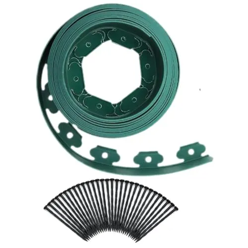 Gras- und Steintrennstreifen, Rasenkantenstreifen, 30 Erdanker, 10 m, flexible Garteneinfassungsleiste für Gras, Wege, Kies oder Blumenbeete, wetterfeste Landschaftsumrandung, 5 cm hoch (Grün)