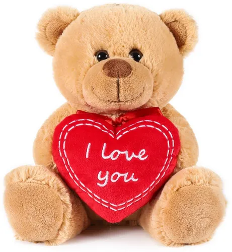 BRUBAKER Kuscheltier Teddybär mit I Love You Herz (1-St), Teddy Bär für Freundin oder Ehefrau, Plüschtier mit Liebesbotschaft