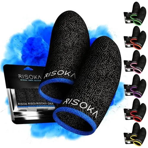 RISOKA® 10 Stück Gaming Finger Sleeves - Perfekter Touchscreen Glide - Geeignet für alle Spiele - Gaming Gadgets Sachen Zubehör für Zocker + Gamer - Finger Sleeve Handschuhe - Handy Controller