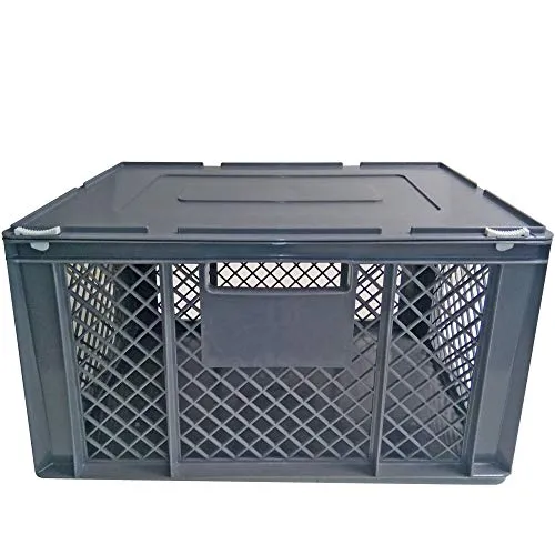 XL Transportbox für Kleintiere/Katzen - 600x400x320 mm - Praktische Transportbox in Grau aus robustem Kunststoff, ideal für sichere Reisen mit kleinen Tieren.