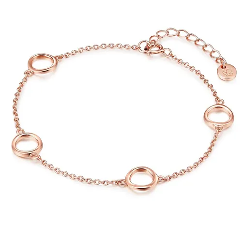 GLANZSTÜCKE MÜNCHEN Damen-Armband Kreise - Armband für Damen aus 925er Sterlingsilber, rosévergoldet, mit filigranen Kreisen und Hochglanzpolitur. Ideal als Geschenk für Schmuck-Fashionistas, passt dank Verlängerungsstück an jedes Handgelenk.
