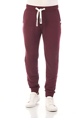 riverso Jogginghose Herren lang RIVTim Slim Fit Sporthose Trainingshose Freizeithose Rot S, Größe:S, Farbe:Port Red (15400)